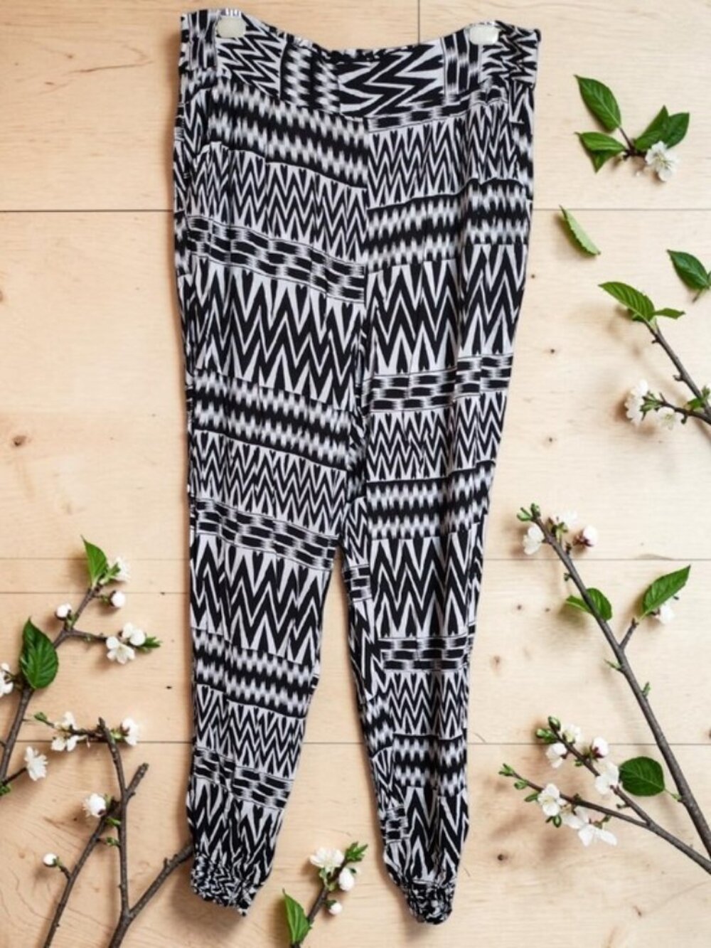 Tribal NaNa Black & White Zigzag Leisure Vacay Pants Size 2X